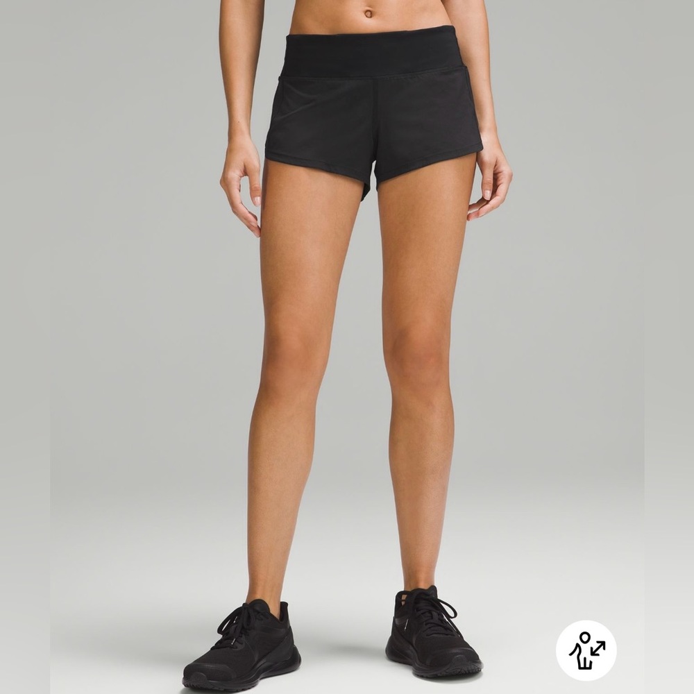 Lululemon Black Speed Up Short. Low rise. 2.5 inseam.